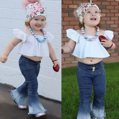 Комплект из 2 предметов для маленьких девочек белая майка с открытыми плечами и