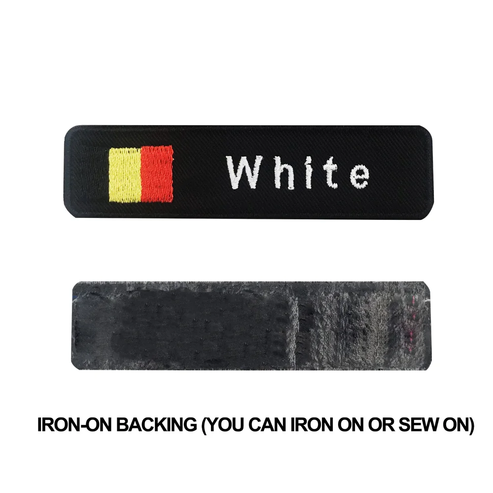 white iron on Пользовательские флаг Бельгия имя патчи персонализированные железные на крючок подложки - Цвет: white iron on