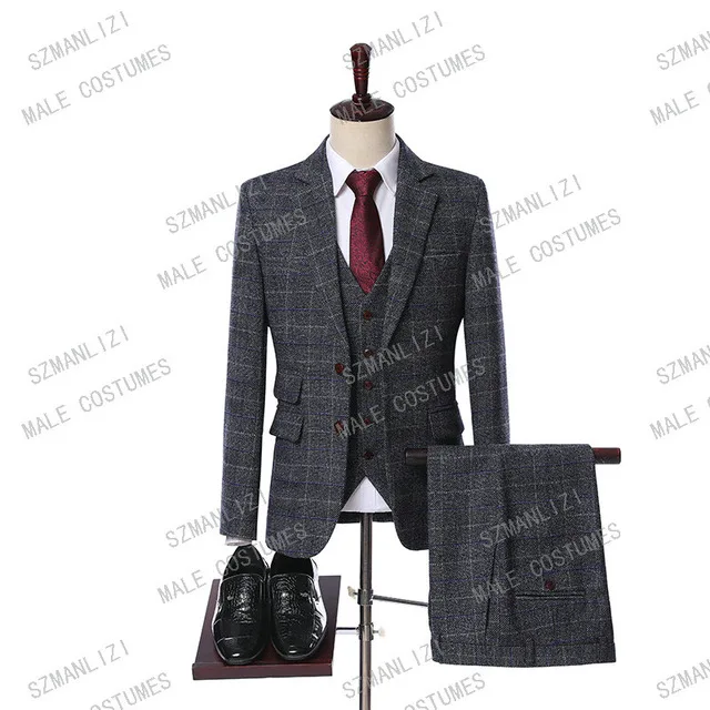 as picture Мужской костюм, дизайн, брендовый мужской костюм Terno Masculino, мужские костюмы, смокинг, вечерние костюмы, клетчатый Свадебный костюм жениха - Цвет: as picture