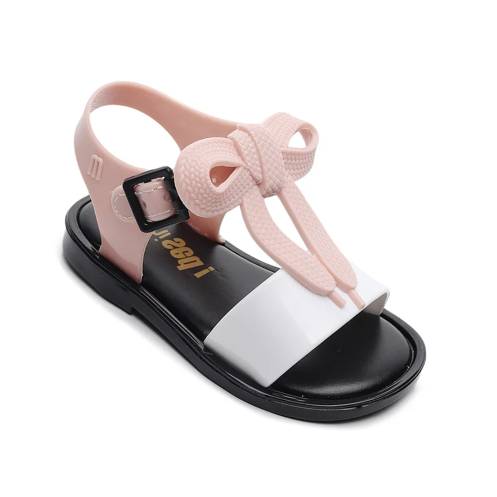 Mini Melissa Mar/ г. летние желе сандалии для девочек босоножки для девочки принцессы Детские пляжные сандалии Нескользящие Детские сандалии для младенцев - Цвет: Black