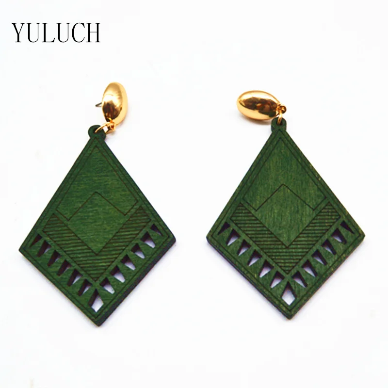 YULUCH ручная работа деревянная Серьга для женщин Африка стиль 2017 Новый дизайн