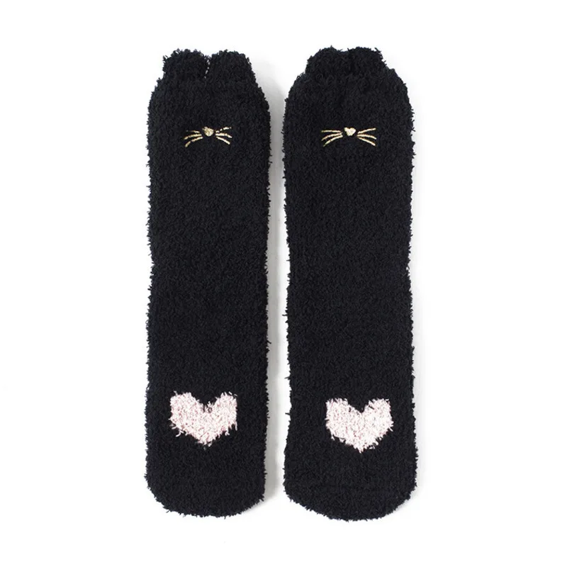 Милые пушистые женские носки в стиле Харадзюку с вышитыми персонажами из