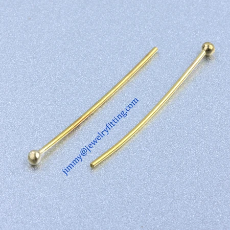 All kinds of jewelry findings wholesale Raw brass metal Ball Pins 0.7*25mm with 2mm head