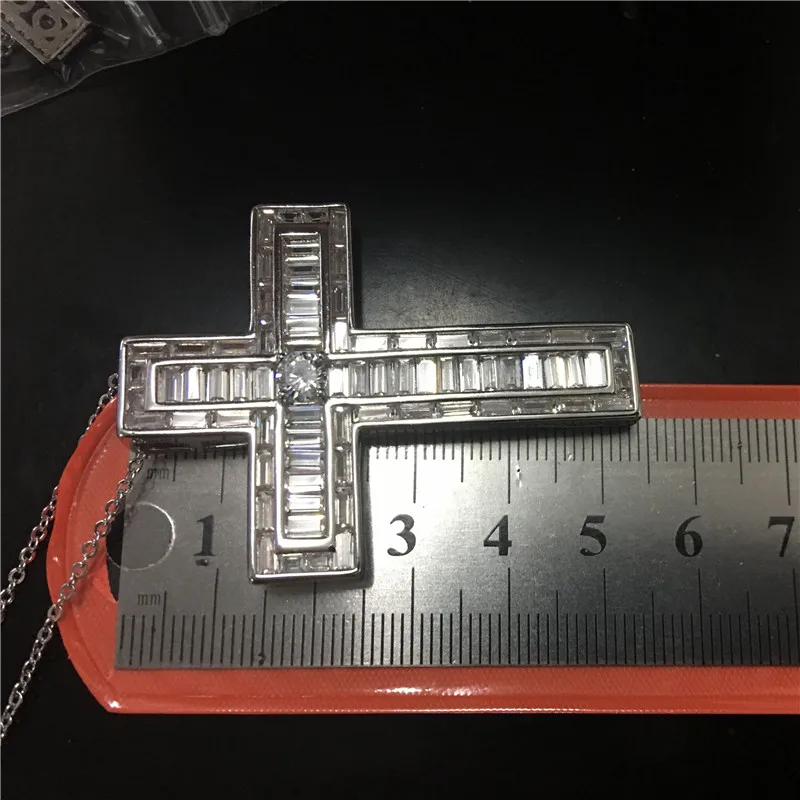 choucong Vintage Long Cross Pendant 5A Cz Stone 925 Sterling silver Necklace for Women Men Party Wedding jewelry | Украшения и