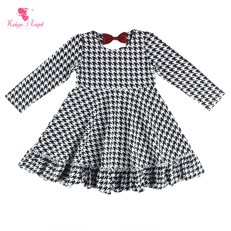 Kaiya Angel 2018 Boutique Girls Bow Dress Toddler Long Sleeve Autumn Winter Cotton Clothes Princess Holiday Party One Piece | Детская