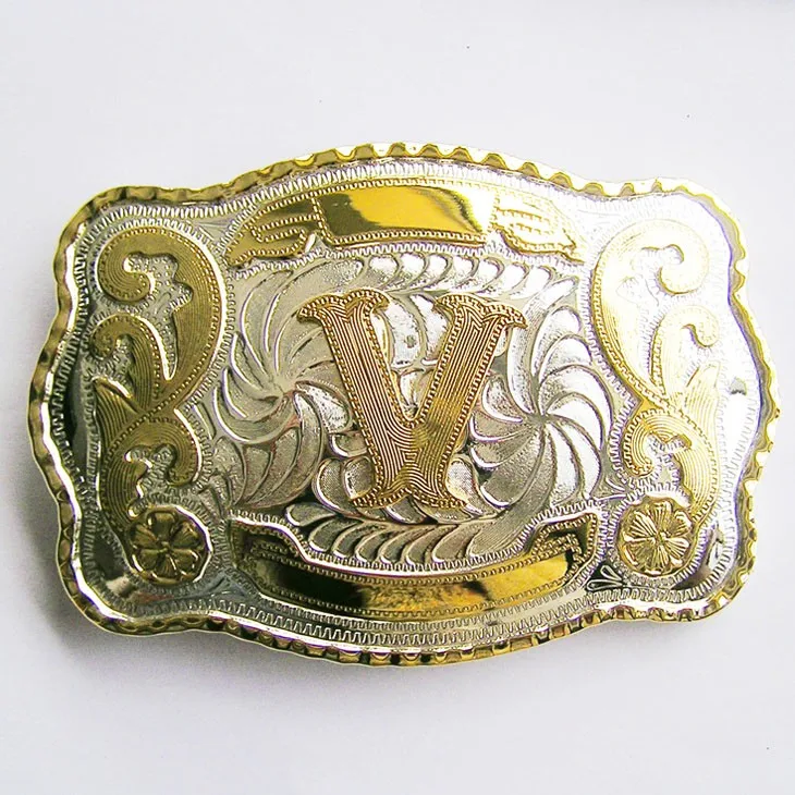 Western Belt Buckles,bling shiny gold 