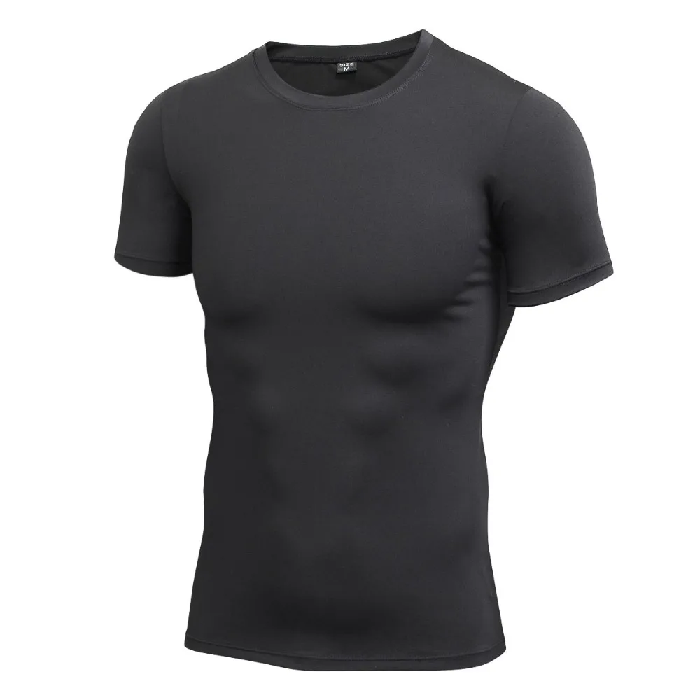 

Summer Men Compression Basketball Running Tops Short Sleeve Sports Tight T Shirts Fast Drying Fitness GYM Base Layer Tops