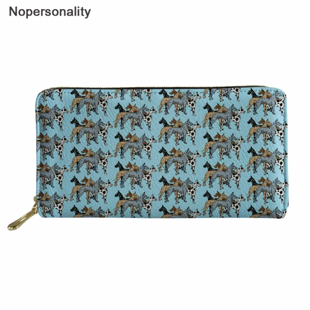

Nopersonality Women PU Leather Wallets Great Dane Prints Long Clutch Coin Purse Zipper Phone Bag Fashion Design Female Money Bag