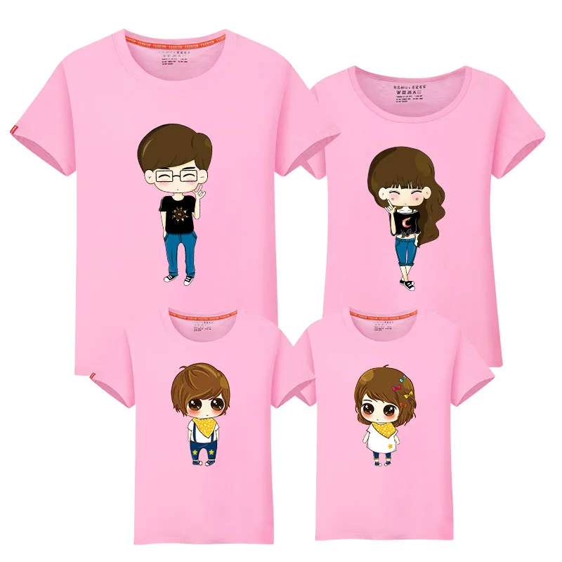 Родитель-ребенок Футболки прекрасный мультфильм алфавит любителей рубашки