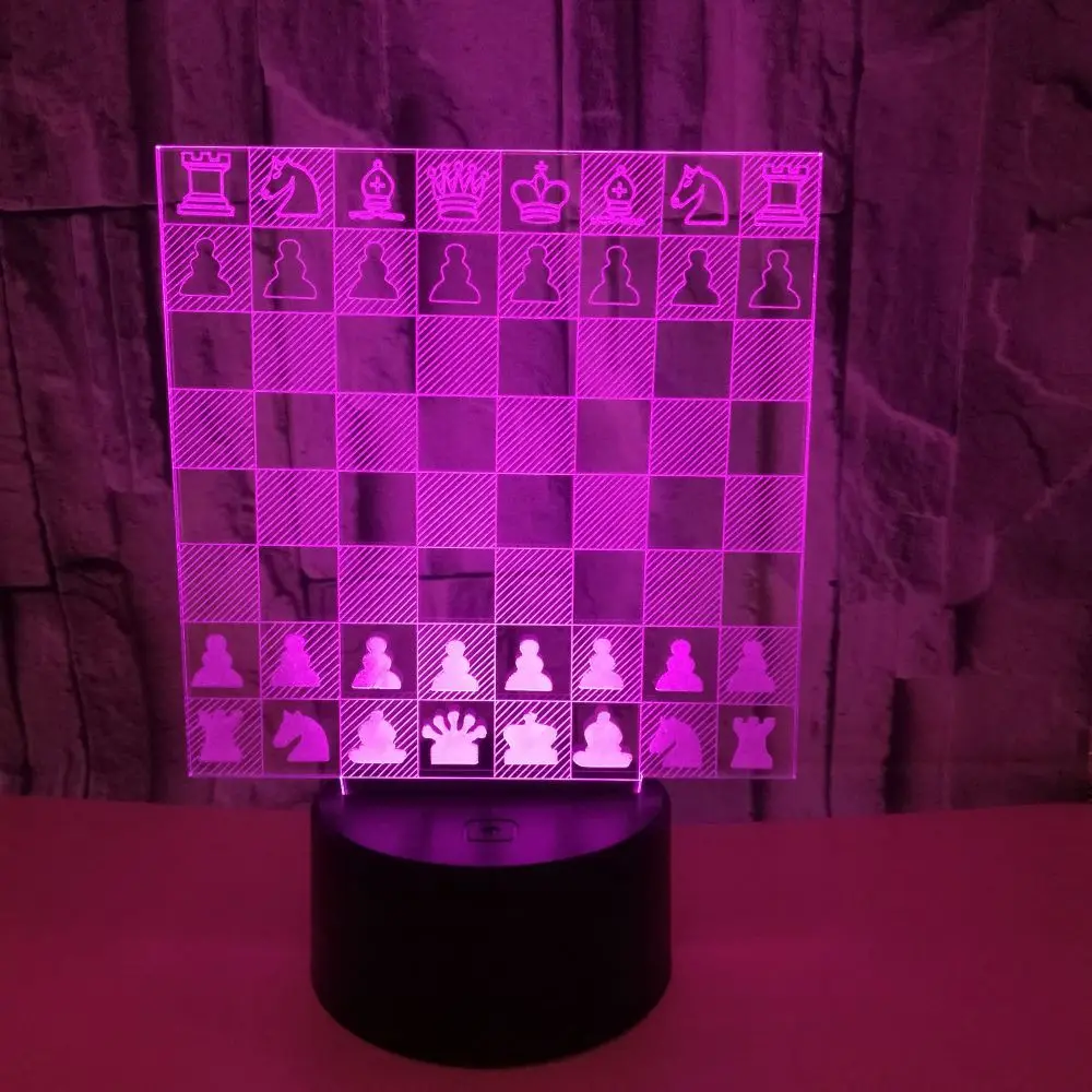 Chess 3D LED Lamp 7 Colors Night Lamps Touch Led USB Table Lampara Sleeping Home Decor Nightlight | Лампы и освещение