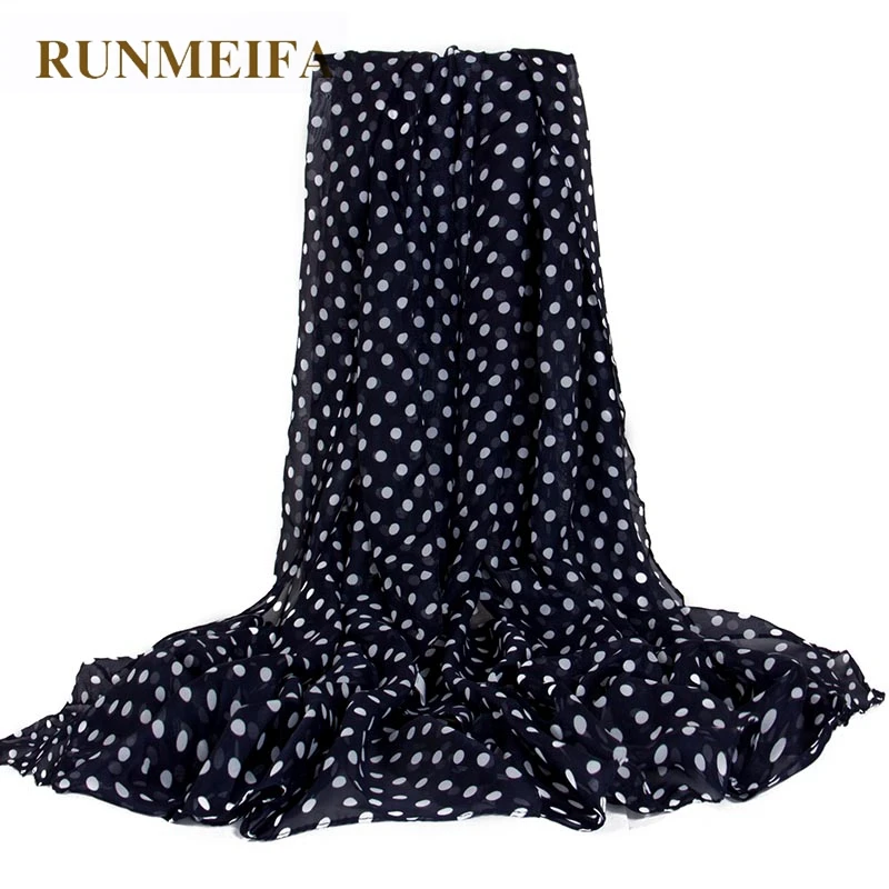RUNMEIFA пляжный Шарф парео Летний шифоновый однотонный шелковый шарф в горошек