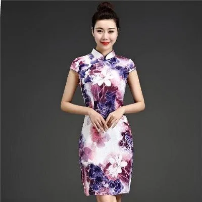 169 chinese dress Sheng Coco 5XL китайское традиционное платье с принтом эластичность лен хлопок китайский Qipao короткое улучшение эластичная сила Cheongsam - Цвет: 169 chinese dress