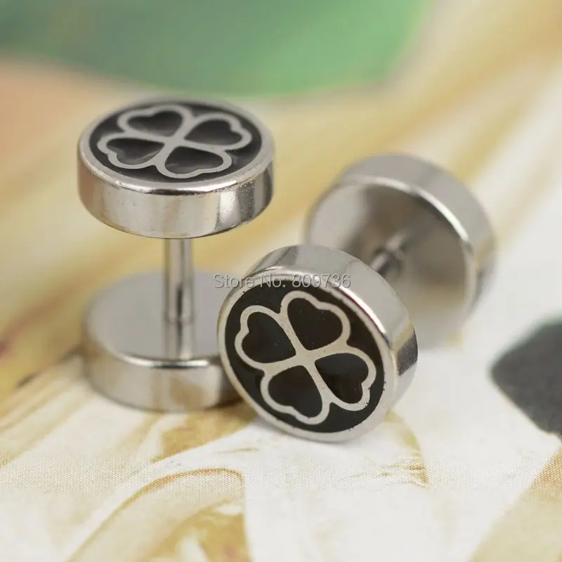 1 шт. Шарм четыре листа Поддельные Cheater штанга в ухо вилка из нержавеющей стали