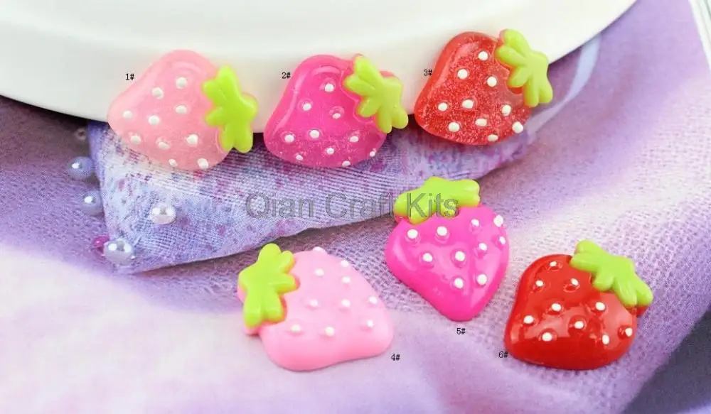 

120pcs Big Strawberry Cabochons Cell phone decor, hair accessory supply, embellishment, for DIY jewelry mix colors 28mm