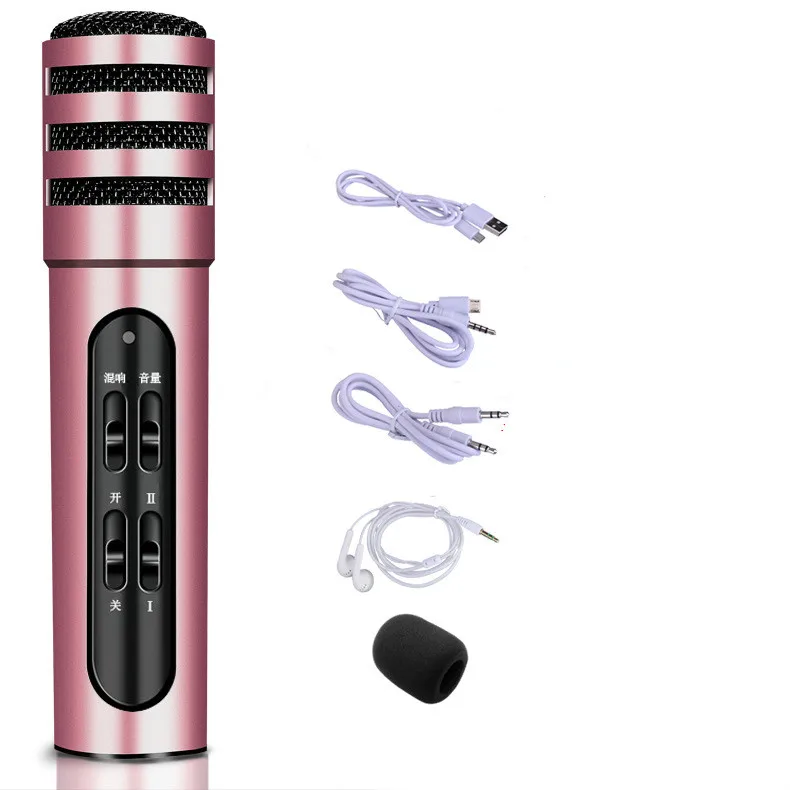 pink C6 мобильный телефон пение всех людей K песня микрофон Эндрюс компьютер широковещательный микрофон внешнее аккомпанемент - Цвет: pink