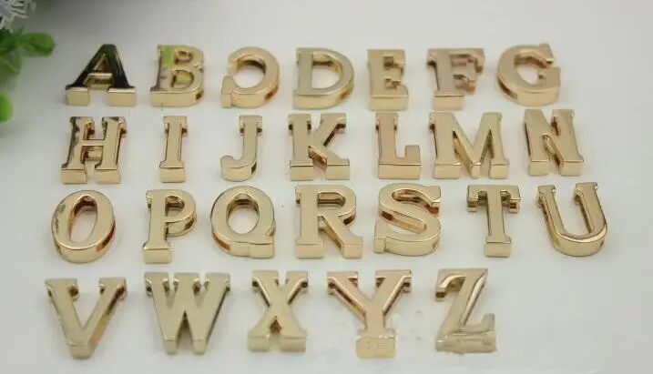 

10 шт./лот аксессуары для сумок Сделай Сам светло-золотые 26 букв сумки для обуви, фурнитура аксессуары, одежда, фурнитура