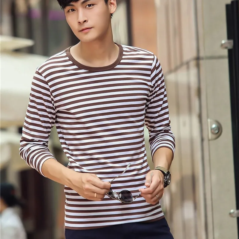 Размера плюс полосатые футболки для мужчин новая мужская футболка с длинным