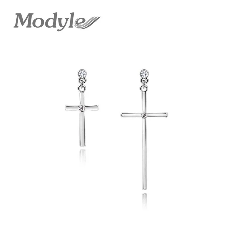 Mostyle, рождественский подарок, модное ювелирное изделие, золотой цвет, массивные серьги с крестом для женщин, вечерние, свадебные - Окраска металла: Платиновое покрытие