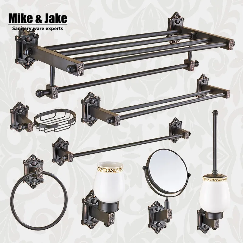 Европейский роскошный черный стильный держатель для полотенец в ванную комнату