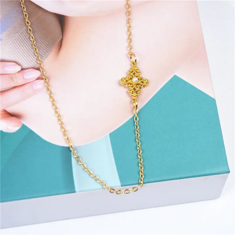 ZCHLGR 2019 New Gold Vintage Retro hollow Pearl Necklace For Women Girls Choker Necklaces &amp Pendants Female Jewelry | Украшения и
