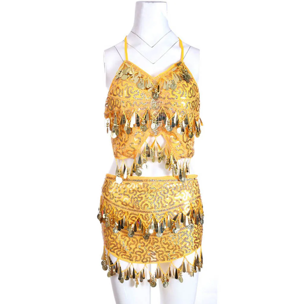 Женская футболка костюм для танца живота платье сексуальный топ на бретельках и