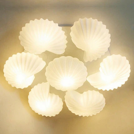 Стеклянный абажур в форме раковины средиземноморском море Светодиодная