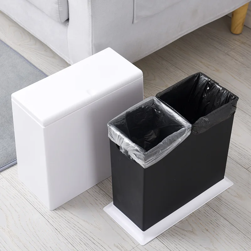 European Ttpe Plastic Trash Can Household Pressing Living Room Bedroom Kitchen Bathroom Waste Bins Office Paper Basket | Дом и сад