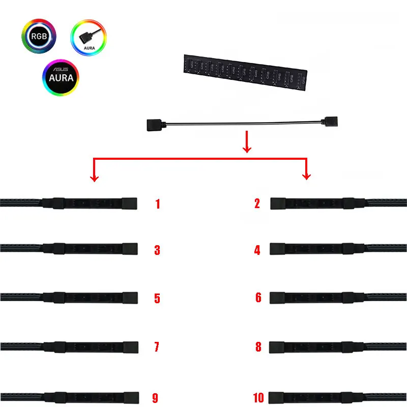 RGB AURA Компьютерный внутренний мейнфрейм C104M11 DIY 12 в светодиодный мини-светильник с цветными полосками AURA RGB поддержка Mediate Несколько цветных контроллеров - Цвет: RGB AURA