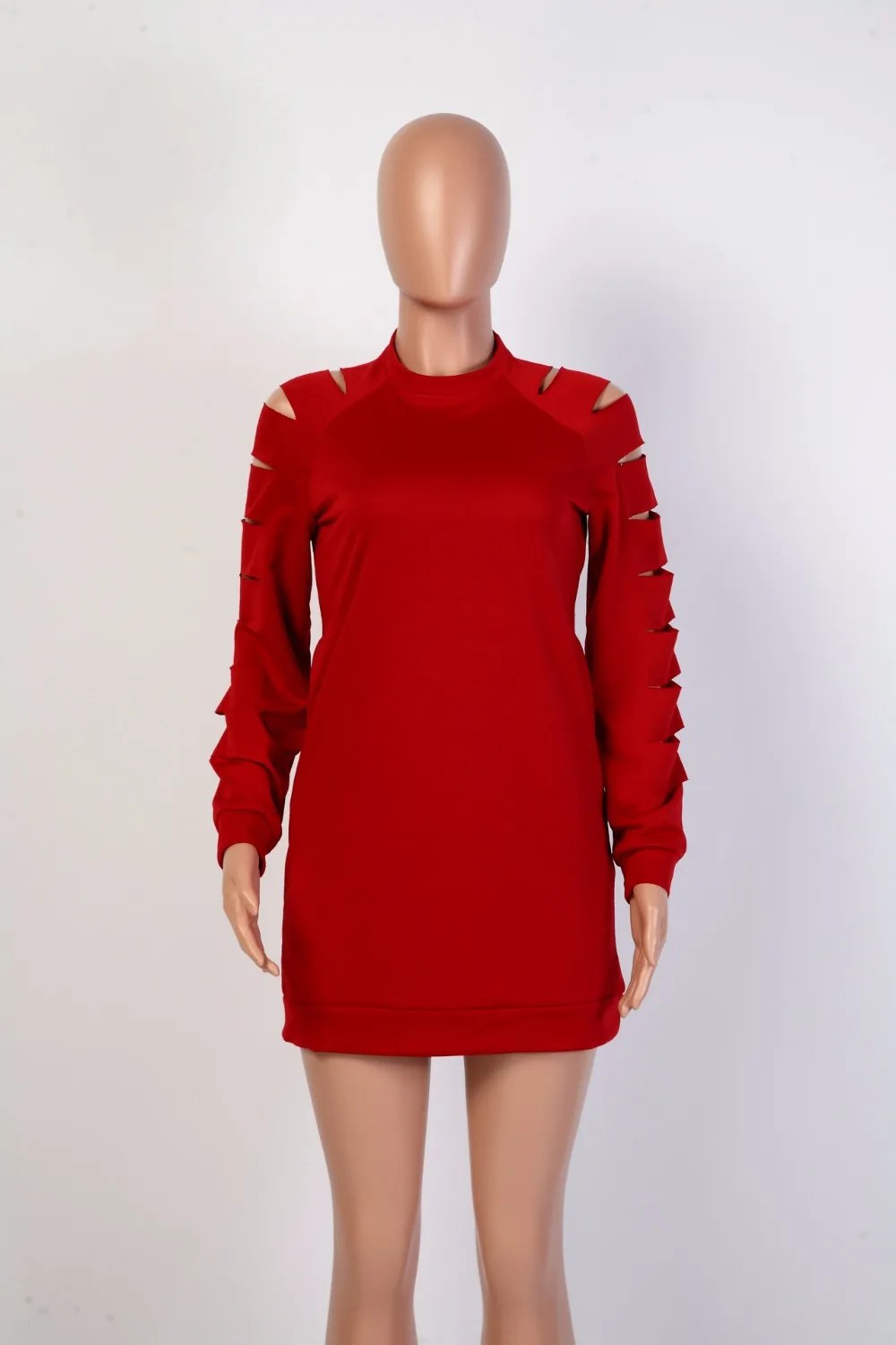 Рукава Выдалбливают Мода Футболка Платье Тонкий Моды Клуб Твердые Пуловеры