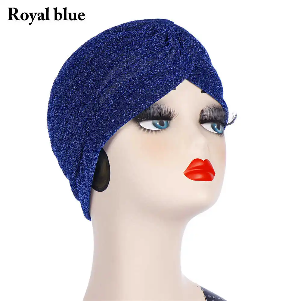 royal blue 1 шт. модная летняя женская шляпа с принтом химиотерапия шляпа шапочка мусульманский шарф Эластичный Тюрбан головной убор аксессуары для волос - Цвет: royal blue