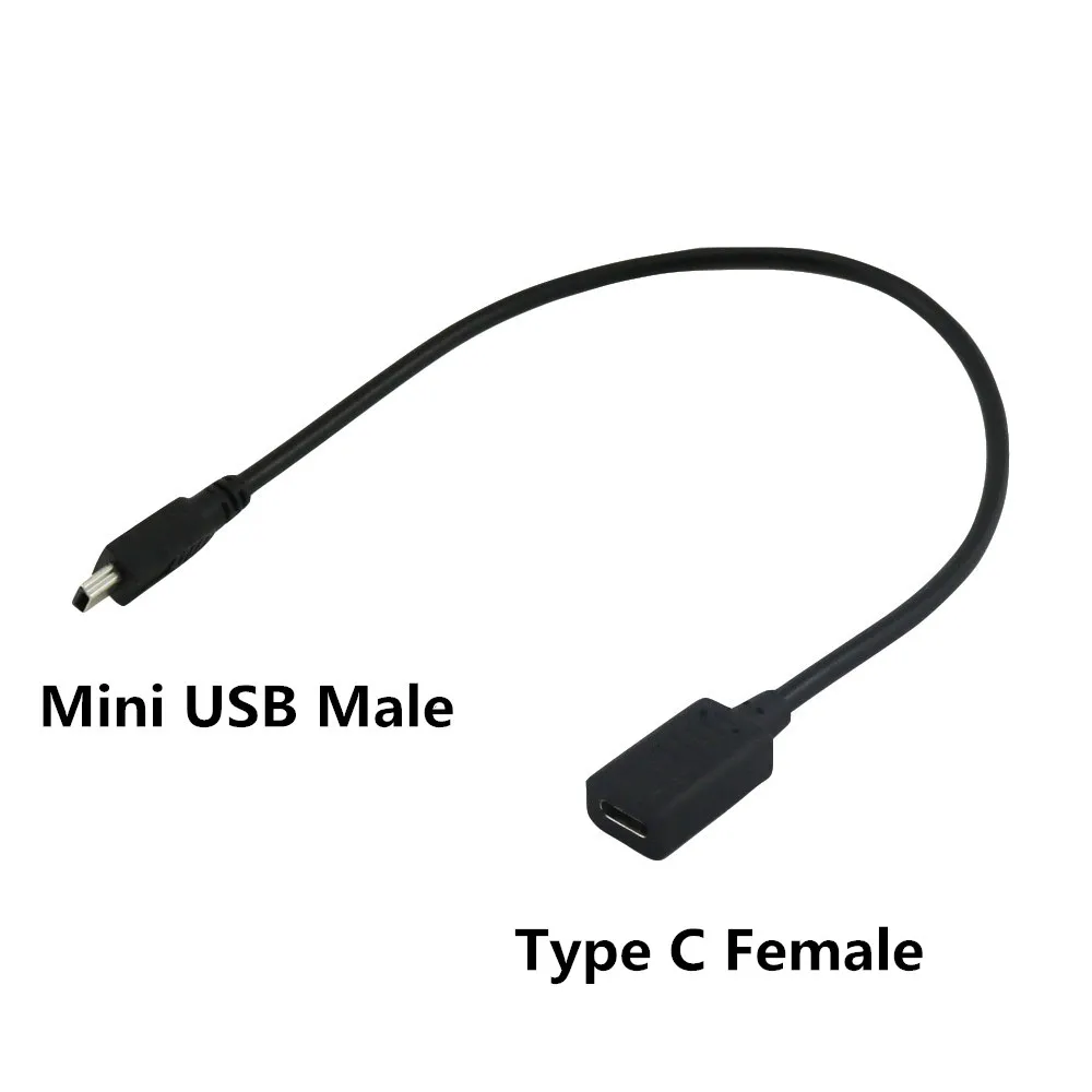 

20x USB 3.1 Type C Female to USB Mini 5Pin Male Plug Data Sync Supply Charging Adapter Connector Cable Cord 1FT/30cm