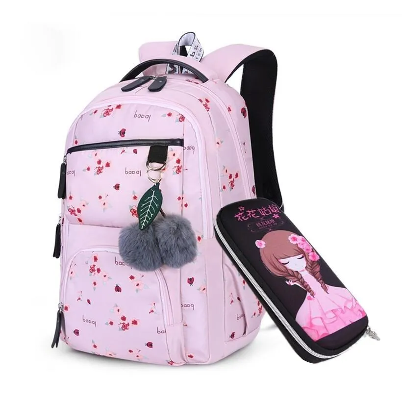 pink witih flower Детские школьные сумки OKKID для девочек, русский рюкзак для начальной школы, милый розовый рюкзак с цветочным принтом, школьный рюкзак для девочек, сумка для книг - Цвет: pink witih flower