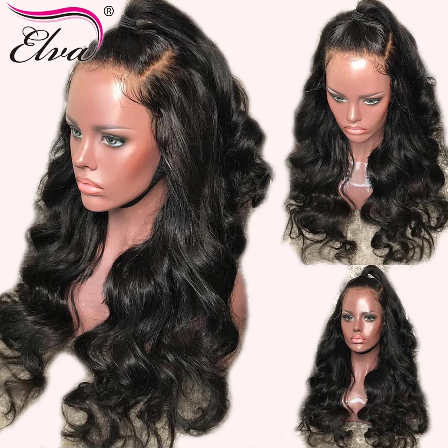 Elva волосы 150% полный кружево человеческие парики предварительно сорванные с