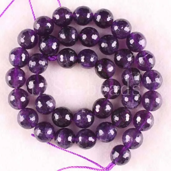 

Fashion Jewelry 10MM Round Faceted Natural Purple Crystal Beads Strand 15.5" (39 beads) C102