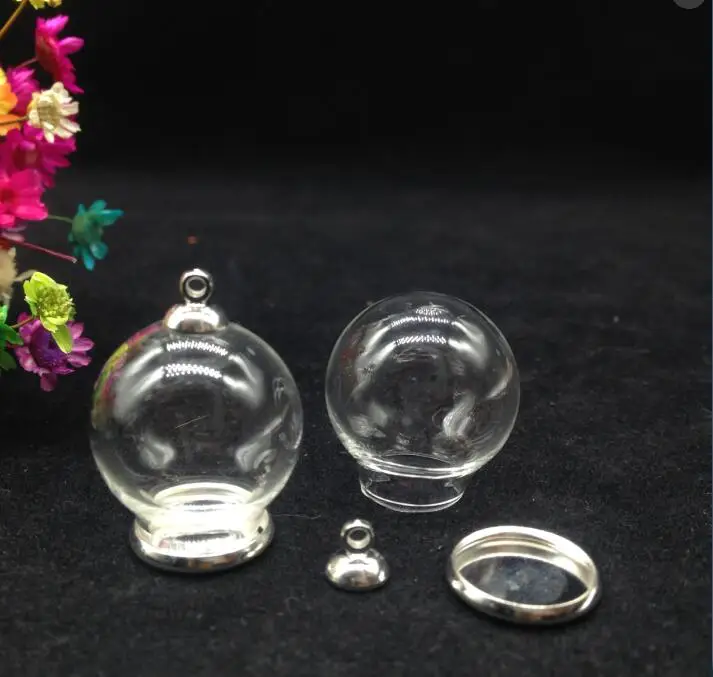 5 компл./лот 20*12 мм стеклянный глобус Посеребренная Базовая крышка набор флакон