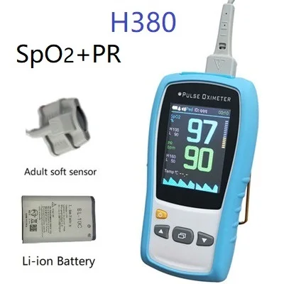 H380 soft Li-ion Blu 2," TFT 1 датчик для новорожденных детей и взрослых ручной пульсоксиметр SPO2 PR медицинский монитор сердечного ритма совместимый с Nellcor DS100A датчик - Цвет: H380 soft Li-ion Blu