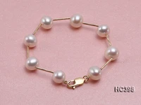 unique pearls jewellery store 18cm 9 10mm natural white color freshwater pearl bracelet 14k gold tube bracelet