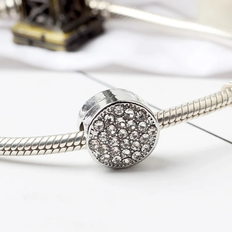 Новый бисер сплав Pave Sphere Charm Crystal Fit оригинальный браслет ожерелье DIY женские