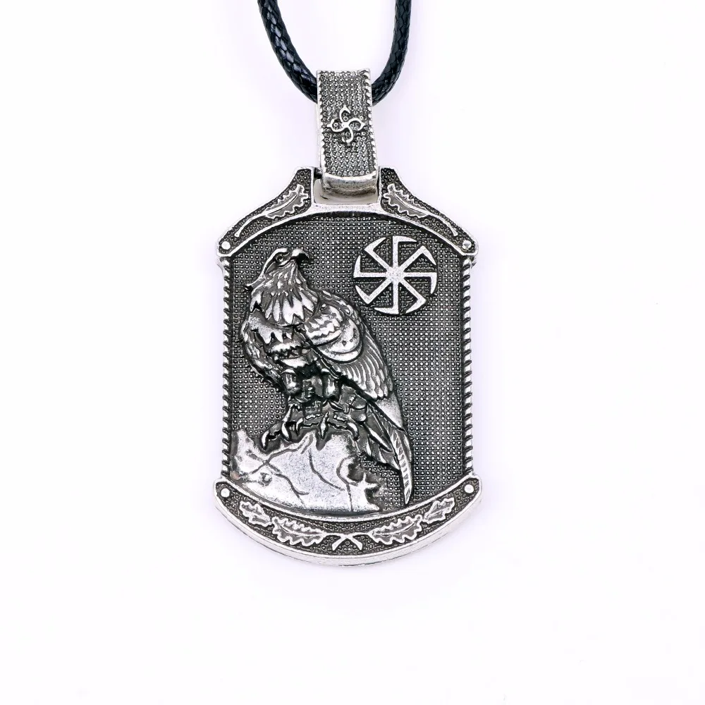 

Double Sided Norse Vikings Eagle Kolovrat Amulet Pendant Necklace Nordic Slavic Symbol Animal Jewelry Christmas Gift Men Women