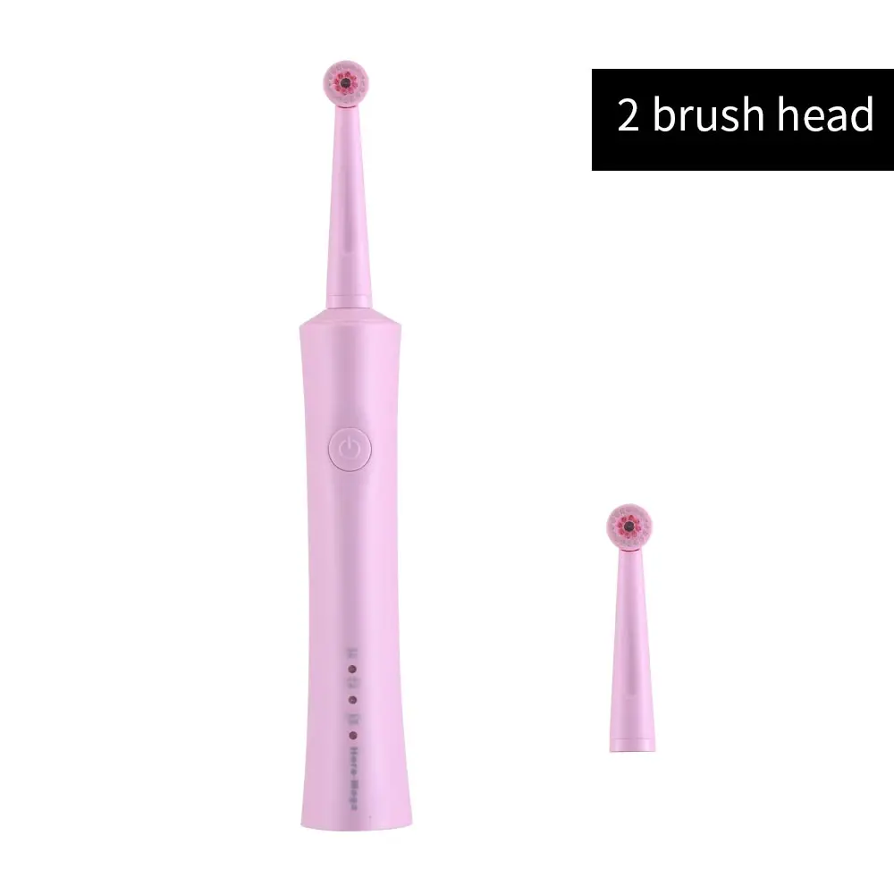 R02 Pink 2 heads Здесь Мега электрическая зубная щетка вращающаяся взрослая зубная щетка usb зарядка Водонепроницаемая Чистящая зубная щетка сменные головки умный подарок - Цвет: R02 Pink 2 heads