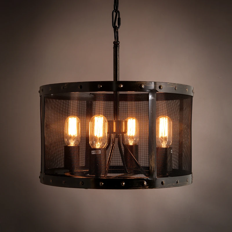 Подвесной светильник в стиле ретро Лофт с 4 головками светодиодный потолочный из