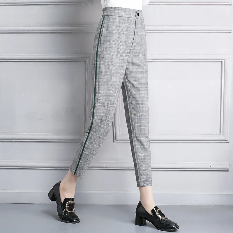 Женская одежда клетчатые брюки для ног повседневные Весенние Новые