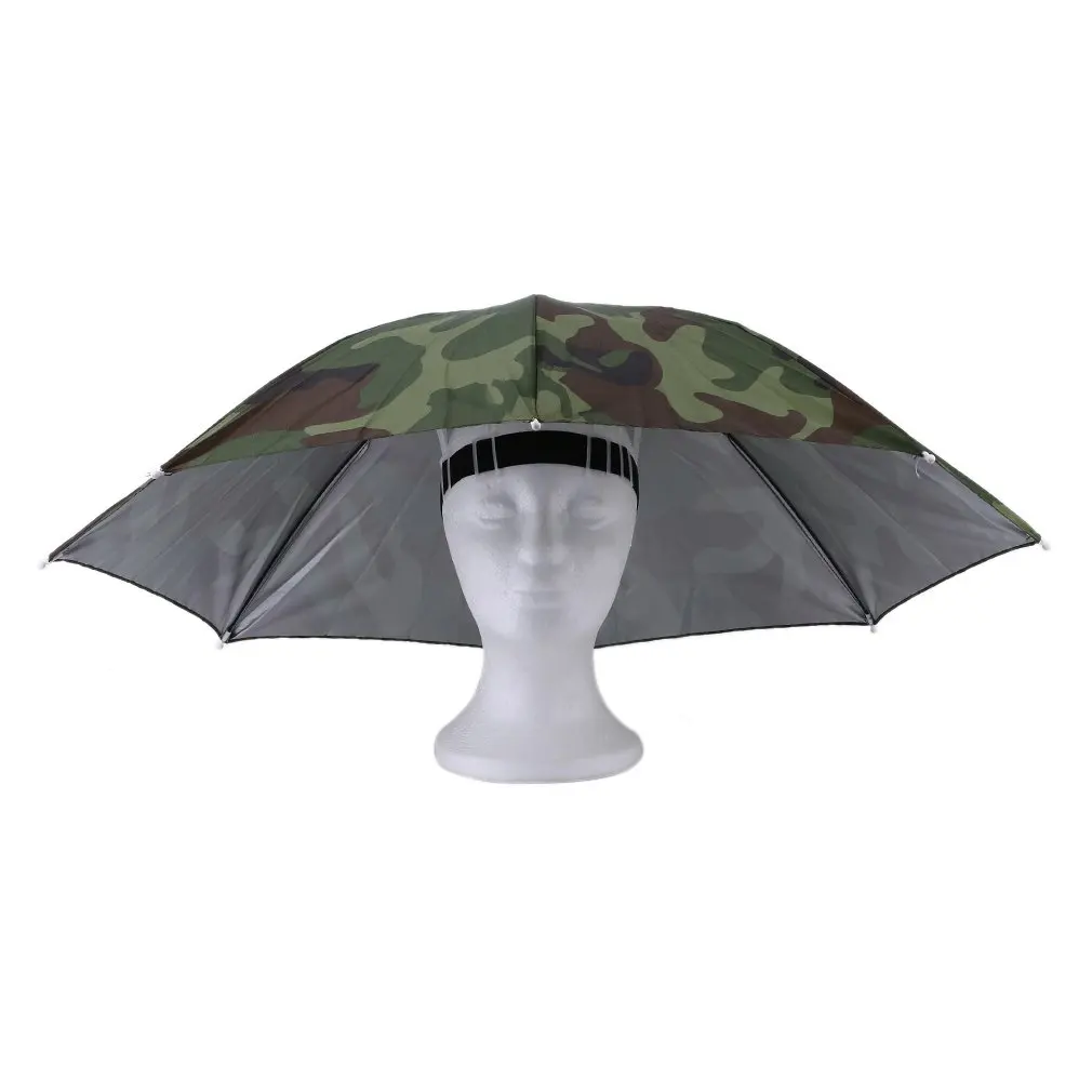 Outdoor Sports 69cm Umbrella Hat Cap Folding Women Men Umbrella Fishing Hiking Golf Beach Headwear Handsfree Umbrella - Цвет: 1