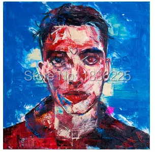 Ручная роспись стены Искусство синий фон модный человек украшение для дома