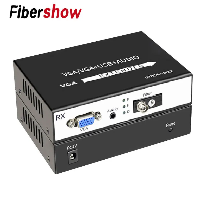 

VGA to fiber optic converter 1080P VGA Fiber Optic Video Extender KVM(VGA+USB)To Fiber Mouse and keyboard compressed
