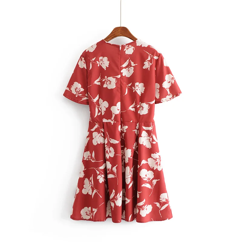 2019 Новое Женское праздничное красное платье с принтом сон трава женское милое