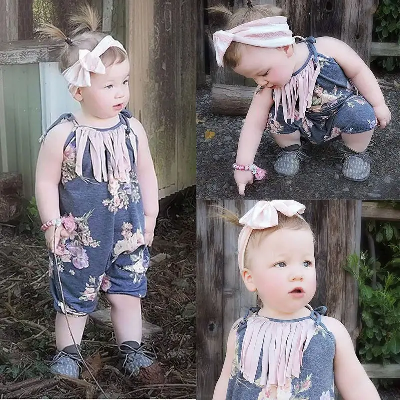 Новый дизайн цветочные кисточкой Одежда для малышей Детская новорожденных