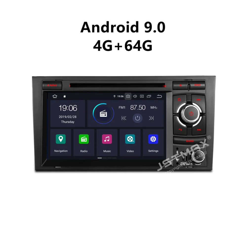 JSTMAX Android 9 0 Автомобильный dvd Радио мультимедийный плеер 4G + 64G для Audi A4 B6 B7 S4 RS4 SEAT Exeo