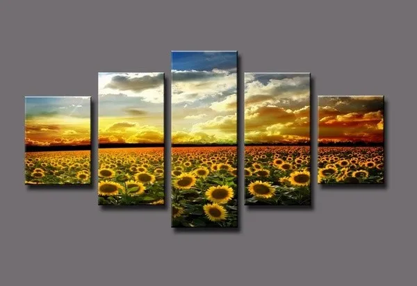 

No Frame Canvas Painting Modern Fashion Sunflower Modular Picture Wall Print Decoration For Living Room