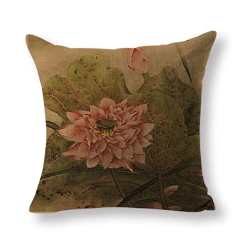 Расслабляющая наволочка для подушки в китайском стиле Lnk Lotus Cojines Garden 40*40 см